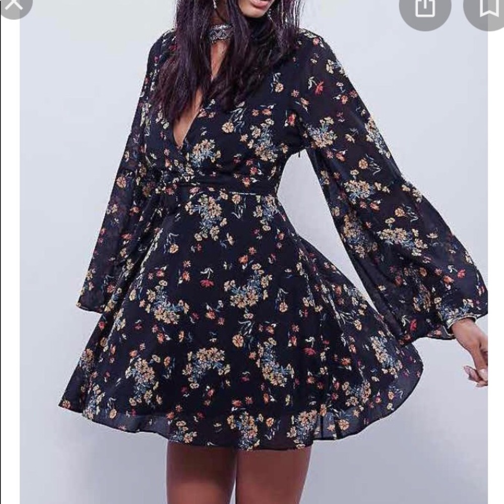Free people OB456150 size small long sleeve floral dress